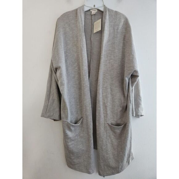 NWT DONNI by Anthropologie Taupe Grey Ribbed Long Cardigan Sweater One Size - Picture 1 of 9